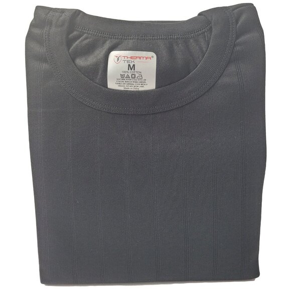 Men Thermal Long Johns Warm Underwear Set, 100% Cotton Fleece, Black - Picture 2 of 3